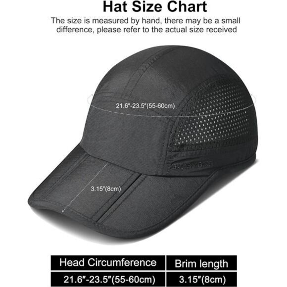 Folding outdoor hat for men long brim UPF 50 sun protection hiking cap - Picture 6 of 7